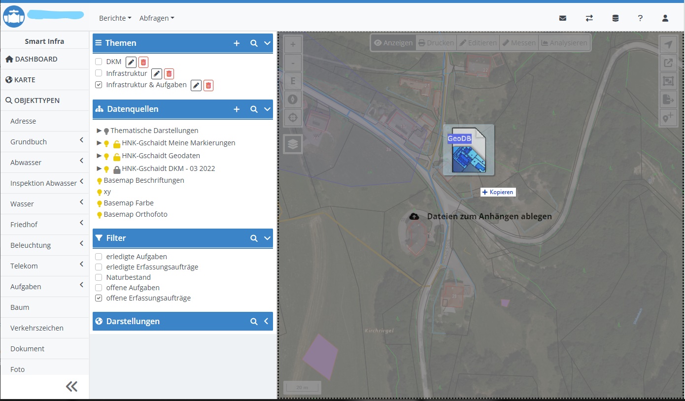 Temporäre Anzeige von Datenquellen